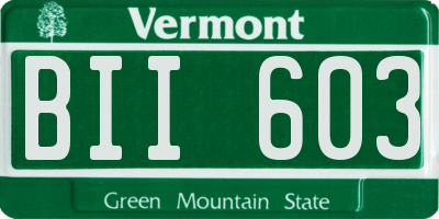 VT license plate BII603
