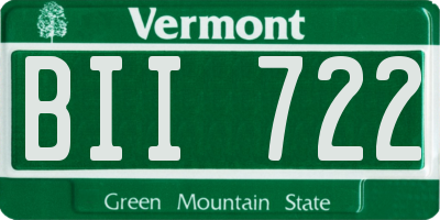 VT license plate BII722