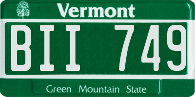 VT license plate BII749