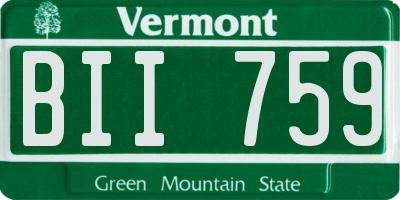 VT license plate BII759