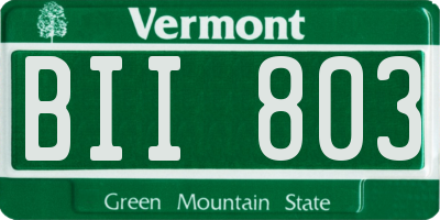 VT license plate BII803