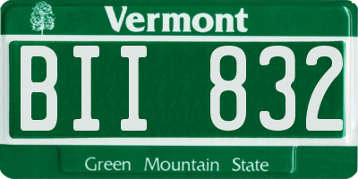 VT license plate BII832