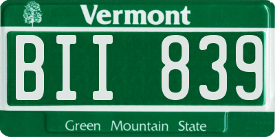 VT license plate BII839