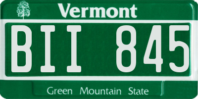 VT license plate BII845