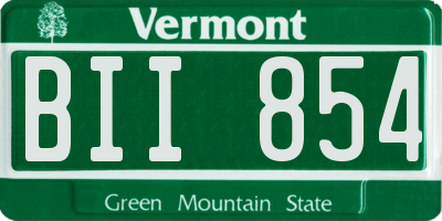 VT license plate BII854