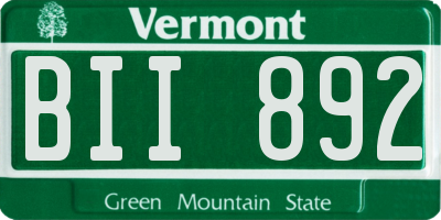 VT license plate BII892