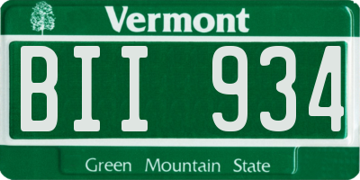 VT license plate BII934