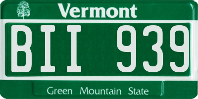 VT license plate BII939