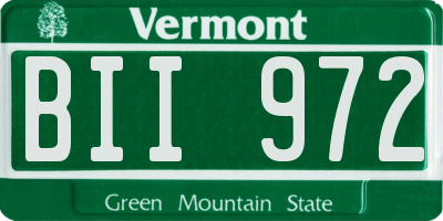 VT license plate BII972