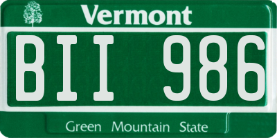 VT license plate BII986