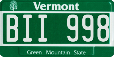 VT license plate BII998