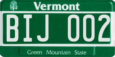 VT license plate BIJ002