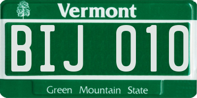 VT license plate BIJ010