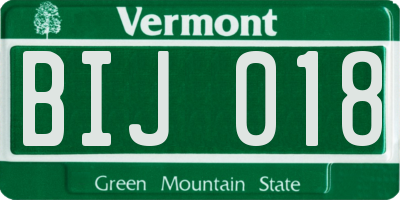 VT license plate BIJ018