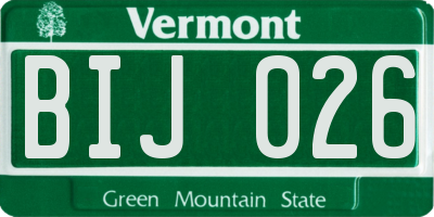 VT license plate BIJ026