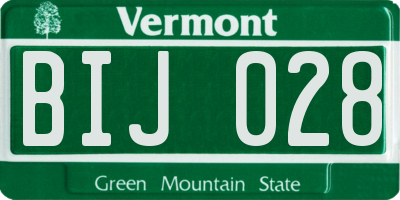 VT license plate BIJ028