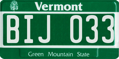 VT license plate BIJ033
