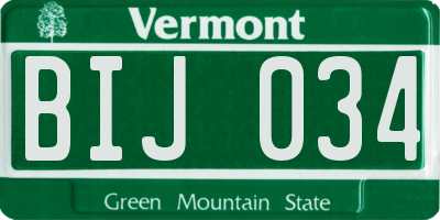 VT license plate BIJ034