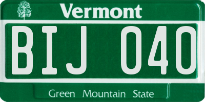 VT license plate BIJ040