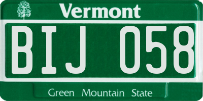 VT license plate BIJ058