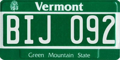 VT license plate BIJ092