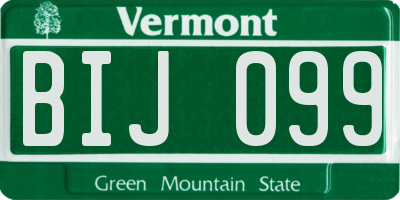 VT license plate BIJ099