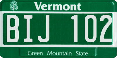 VT license plate BIJ102