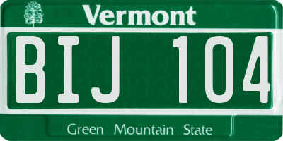 VT license plate BIJ104