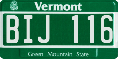 VT license plate BIJ116