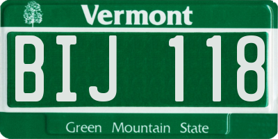 VT license plate BIJ118