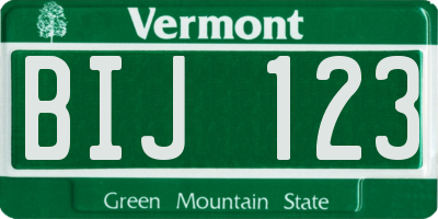 VT license plate BIJ123