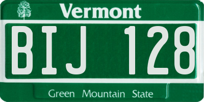 VT license plate BIJ128