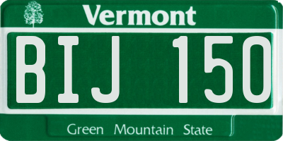 VT license plate BIJ150