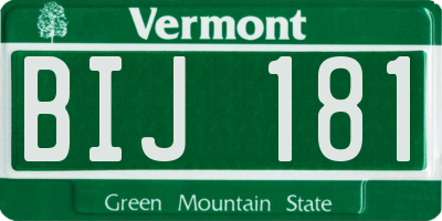 VT license plate BIJ181