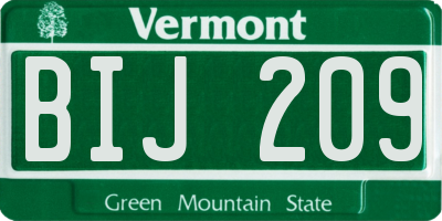 VT license plate BIJ209