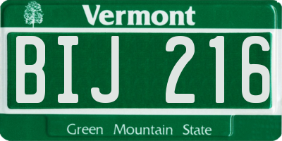 VT license plate BIJ216