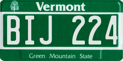 VT license plate BIJ224
