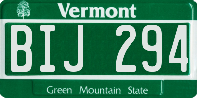 VT license plate BIJ294