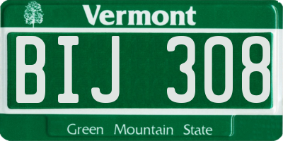 VT license plate BIJ308