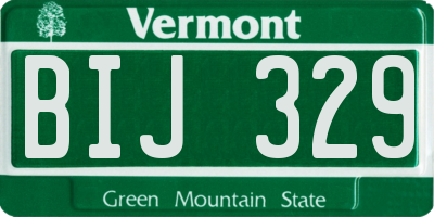 VT license plate BIJ329