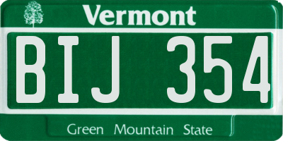VT license plate BIJ354