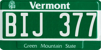 VT license plate BIJ377