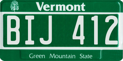 VT license plate BIJ412