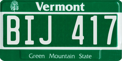 VT license plate BIJ417