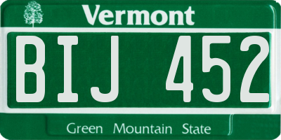 VT license plate BIJ452