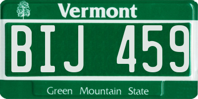 VT license plate BIJ459