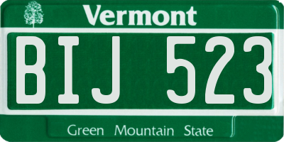 VT license plate BIJ523