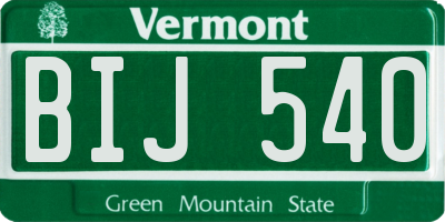 VT license plate BIJ540