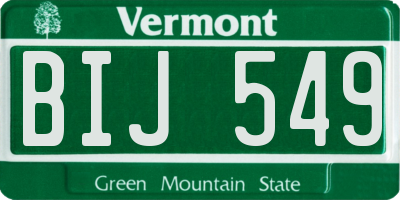 VT license plate BIJ549