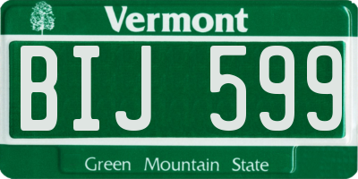 VT license plate BIJ599